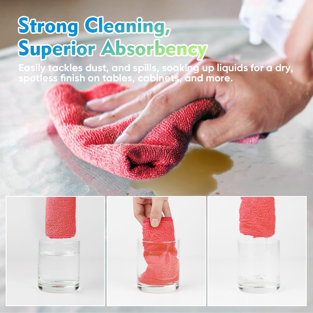 Homexcel Red Microfiber Cleaning Cloth 12 Pack, 12.5 x 12.5 inch Microfiber Towels for Cars, Ultra Absorbent Car Washing Cloth
