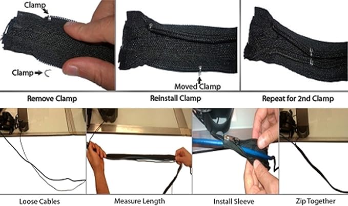 Electriduct 3/4" Zipper Sleeve Braided Wrap Flexible Cable Management Wire Cover Cord Organizer - 3 Feet - Black (Pack of 10)
