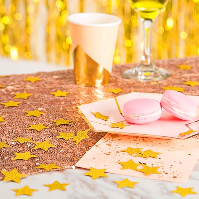 MOWO Glitter Five Stars Confetti Wedding Party Decor and Table Decor, 1.2’’ in Diameter (Glitter Gold,200pc)