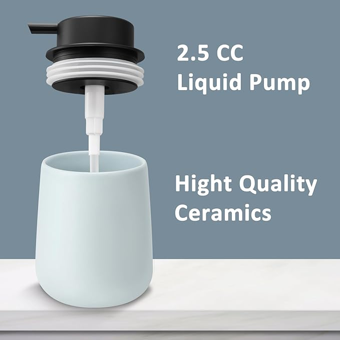 Soap Dispenser Ceramic with Easy-to-Press Pump Hand Lotion Liquid Dispenser for Shampoo Bathroom Kitchen 12 oz