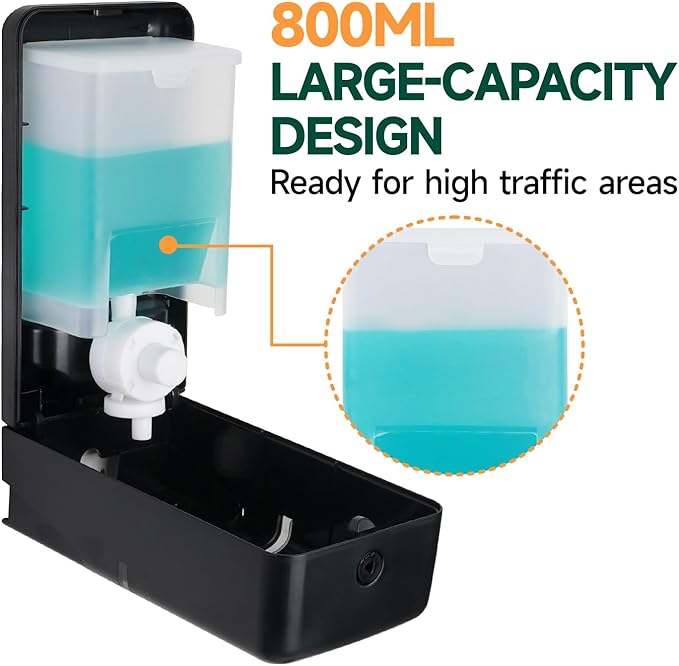 anydry Manual Liquid Soap Dispenser Wall Mount, 27oz (800 ml) Large Capacity for Commercial Bathroom