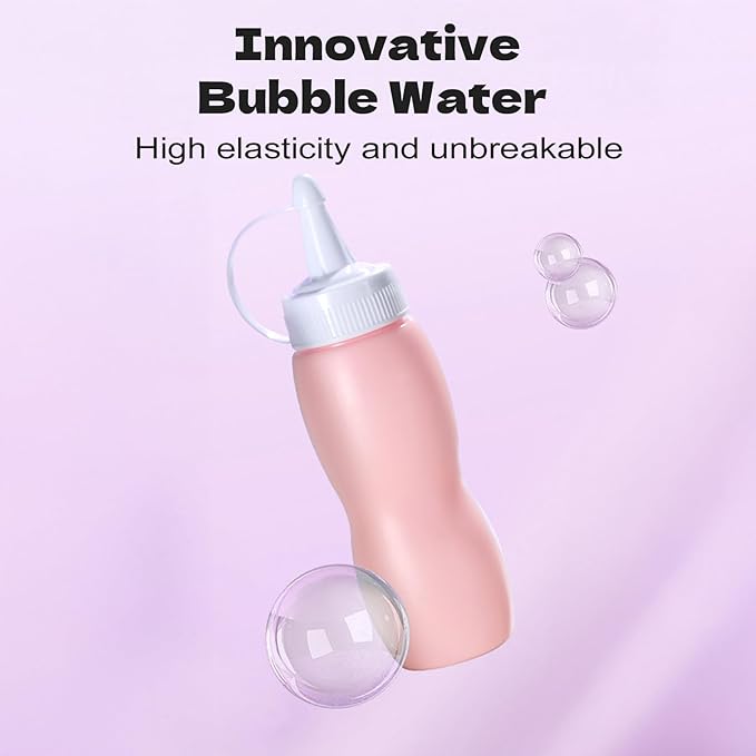 Fog Bubble Machine, Rechargeable Automatic Electric Smoke Bubble Machine, Magic Interactive Fog Bubble Maker with Smoke, Colorful Lights & Music, Bubble Fog Game for Parties Gift (Pink)
