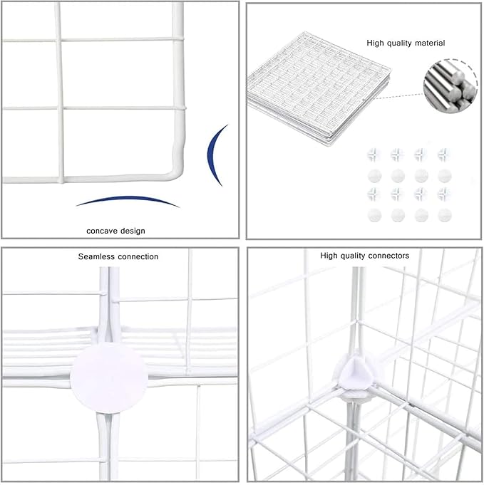 C&AHOME Wire Cube Storage, 4-Cube Storage Organizer Metal, C Grids Storage Bins Shelving, Modular Bookshelf Shelf, Closet Cabinet Ideal for Bedroom, Office 12.4”L x 24.8”W 36.6”H White UWCS3004W