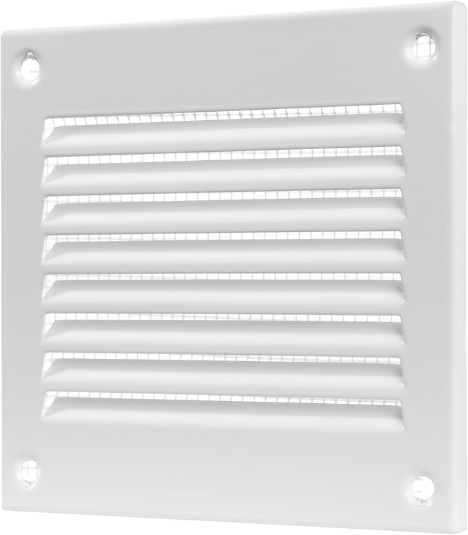 Vent Systems 4'' x 4'' Inch (Overall Dimensions) - Pack of 10 - White Air Vent Cover - Metal Air Return Grill with Built in Guard Screen Mesh - HVAC Ducting Vent Duct Cover for Interior, Exterior Use