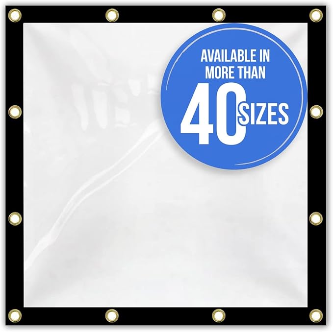 Covers & all Clear Tarp Heavy Duty Waterproof, 20mil Clear Tarp with Grommets, Outdoor Tarp for Patio Covers, Porch Screens, Greenhouses, Chicken Coop (7' H x 12' W Feet), Indoor or Outdoor Use