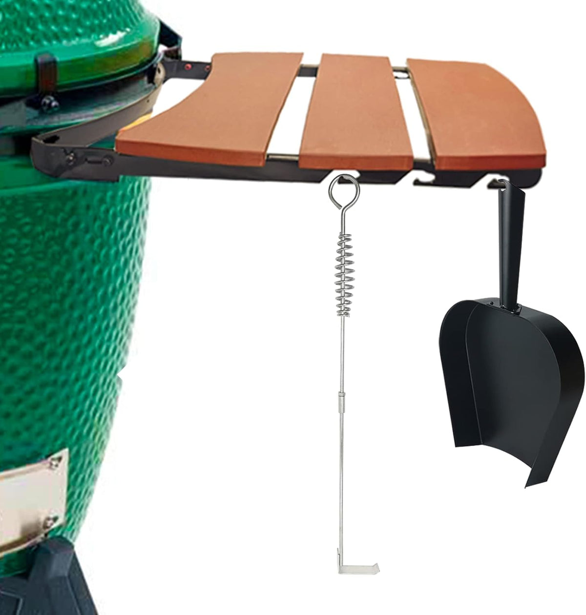 18” BBQ Ash Removal Tool and Ash Pan for Big Green Egg Accessories, Stainless Steel Ash Tool Poker for BGE Primo and Other Charcoal Kamado