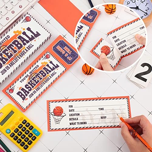 Woanger 50 Pcs Basketball Party Invitations with Envelopes Basketball Birthday Invite Cards 25 Tickets 25 Envelopes for Sports Favor Supplies