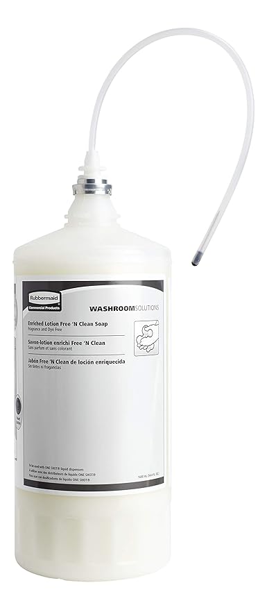 Rubbermaid Commercial Products OneShot Dye & Fragrance Free Lotion Hand Soap Refill, 1600mL, Compatible with RCP's Touchless OneShot Lotion Dispensers, for Restrooms in Offices/Restaurants