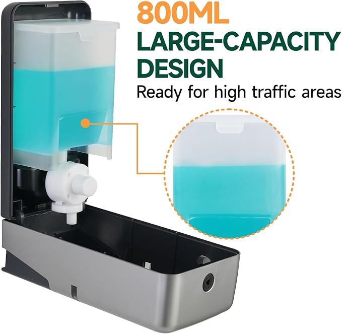 anydry Manual Liquid Soap Dispenser Wall Mount, 27oz (800 ml) Large Capacity for Commercial Bathroom