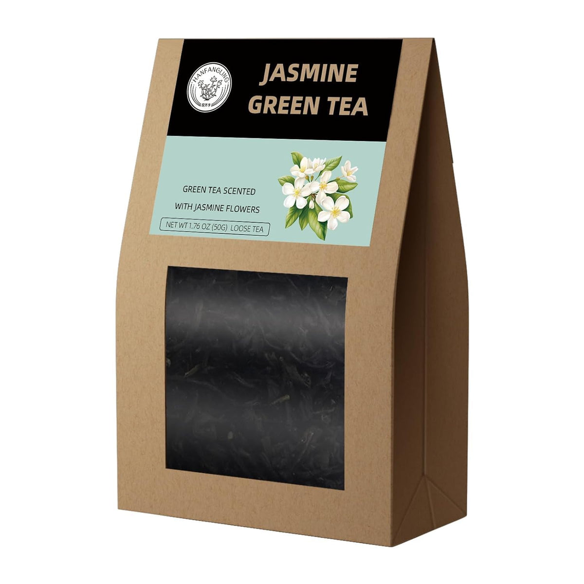 Hanfangling Jasmine Green Tea - Premium Loose Leaf Tea with Natural Jasmine Flowers, 100% Natural, Aromatic & Refreshing, 1.76oz