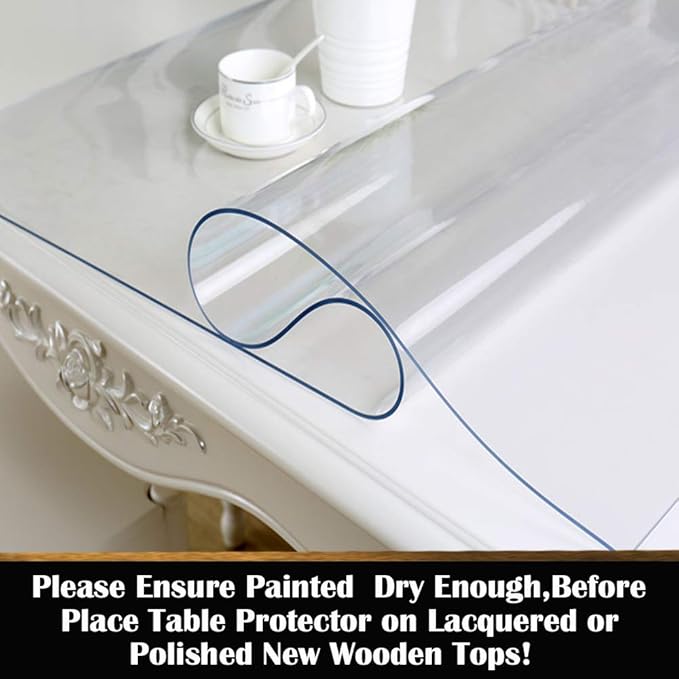 Custom Clear Plastic Table Protector Cover for Dining Room Coffee Table-38x66 Square Glass PVC Office Desk Top Mat Pad Tablercloths Crystal Waterproof Heat Resistant Screen Protection Vinyl Non-Slip