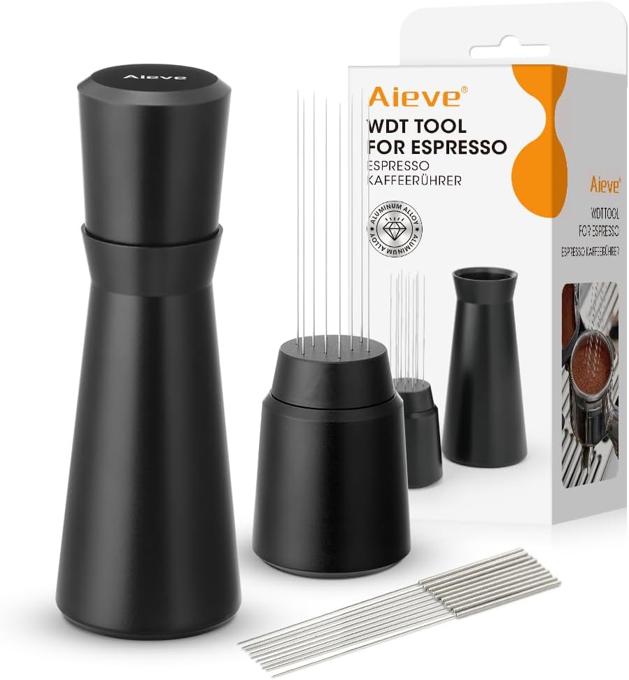 Aieve WDT Tool Espresso, Metal Distribution Tool with 10 x 0.4mm Stainless Steel Needles Espresso Stirrer