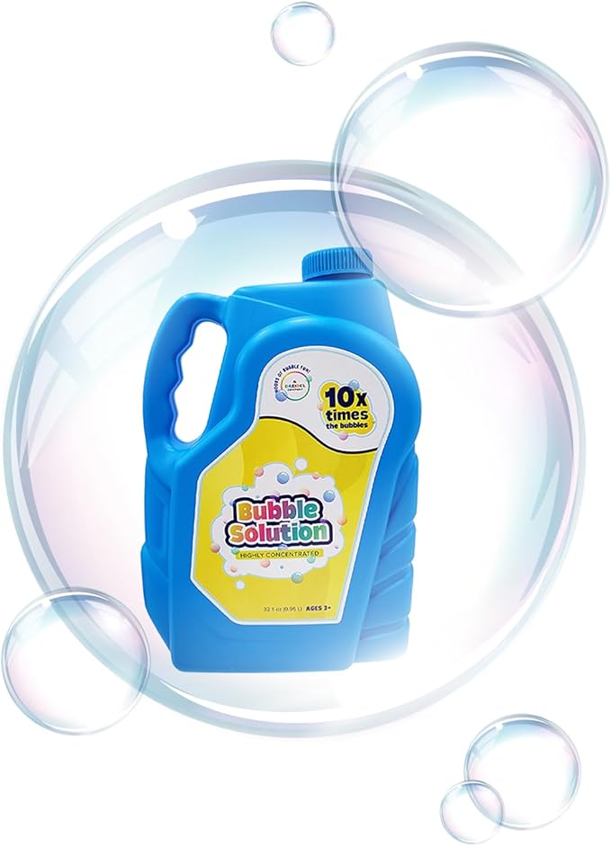 Dreidel Company Bubble Solution Refill - 32oz Non-Toxic Liquid for Bubble Machines, Guns, Wands & Lawn Mower Toys (2-Pack)