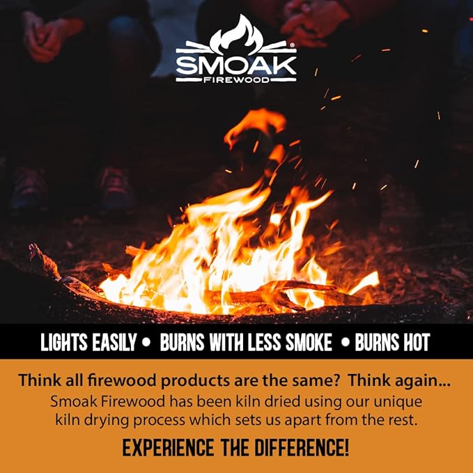 Smoak Firewood - Kiln Dried Premium Oak Firewood (Includes Firestarter) (Large (16inch Logs) 60-70lbs)