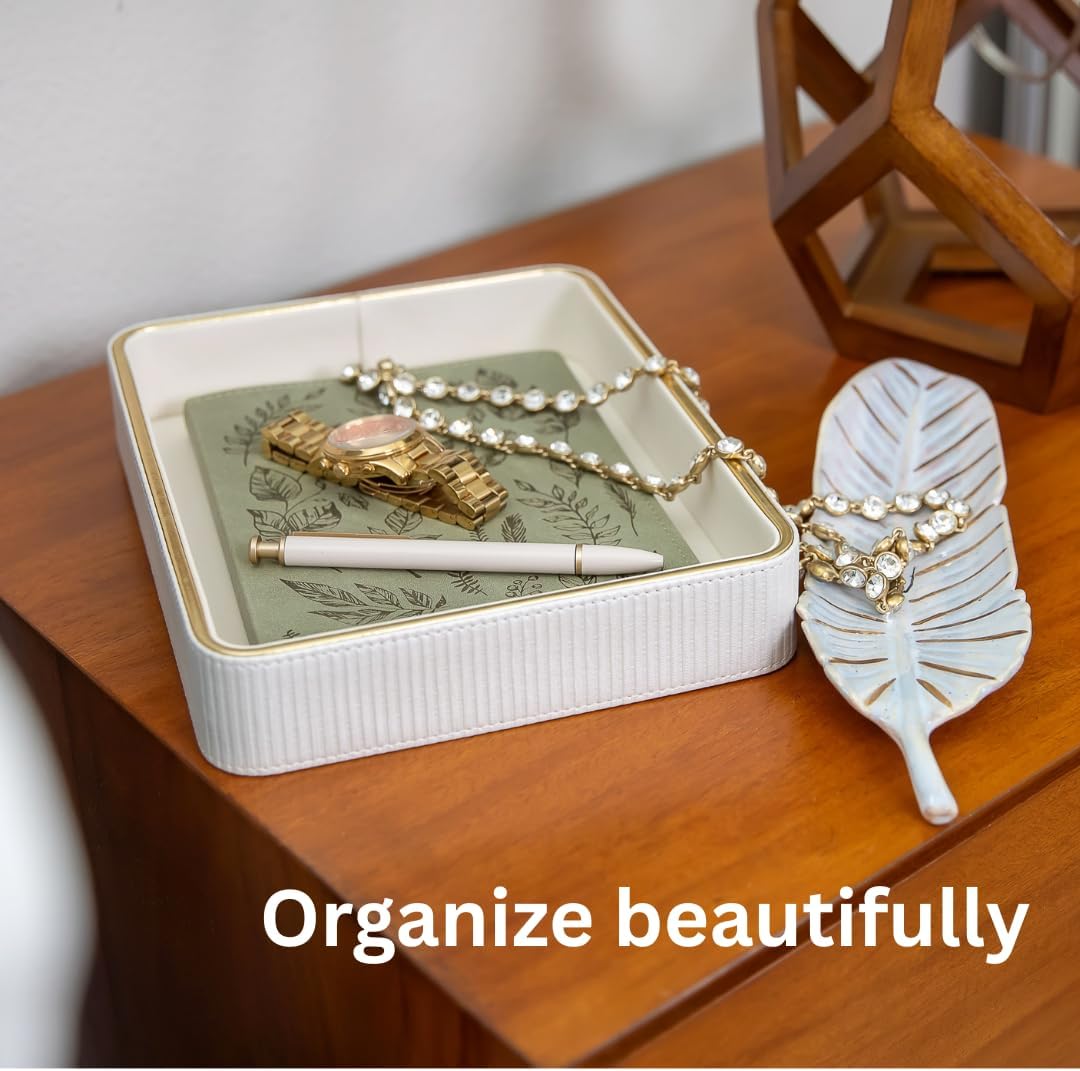 Perfume Tray for Women Valet Tray Night Stand Bedside Organizer, Perfume Organizer Catchall