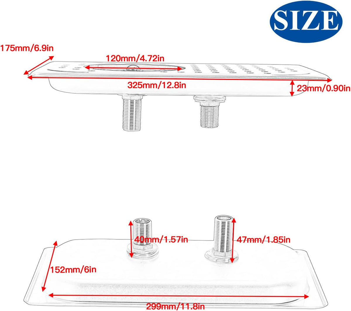DIBTSA Pitcher Rinser, Espresso Rinser, Drain and Drip Tray, Stainless Steel Bar Glass Rinser for Sink, Cup Washer Spray Rinser for Home Kitchen Hotel Cafe Restaurant (12.8 x 6.9 x 0.9 inch,Silver)