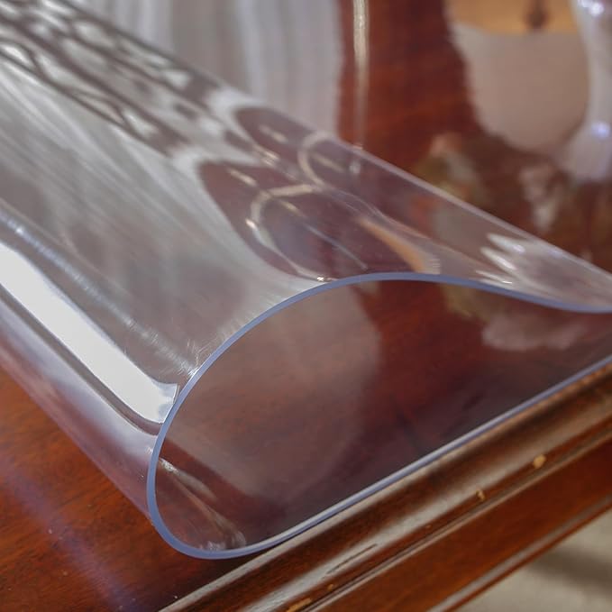 OstepDecor Table Protector, Thick Plastic Table Cover, Waterproof PVC Clear Table Cover Protector, Desk Protector Mat, Writing Desk Pad for Desktop, Coffee & Dining Room Table (Clear, 16 x 42)