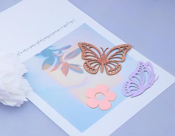 ONLYKXY 13g Butterfly Flower Table Confetti Decor Glitter Butterfly Decoration for Birthday Wedding Theme Thanks Giving Party Valentine's Mother's Day Scatter Bless Confetti (Glitter Rose Gold)