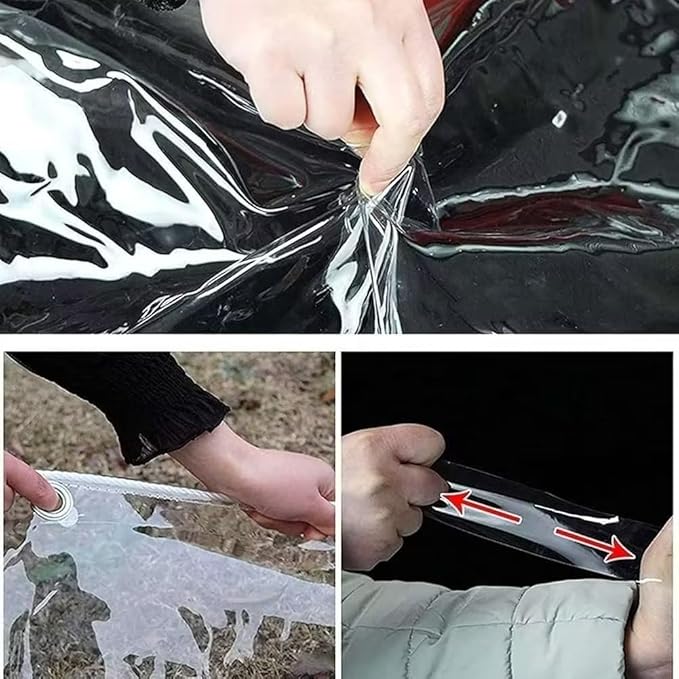Clear Tarps Heavy Duty PVC, Transparent Tarp Durable Waterproof Dustproof Windproof, Tarpaulin with Grommets & Ropes for Greenhouse, Patio, Garden, Pavilion, Chicken, Porch, Outdoor（5' x 7'）