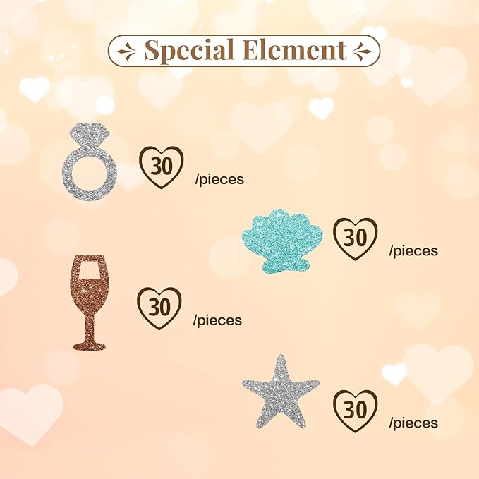 120pcs Coastal Bachelorette Confetti, Last Toast on the Coast Table Confetti, Silver&Sky Blue Glitter Beach Party Table Decor, Coastal Bridal Shower Party Supplies