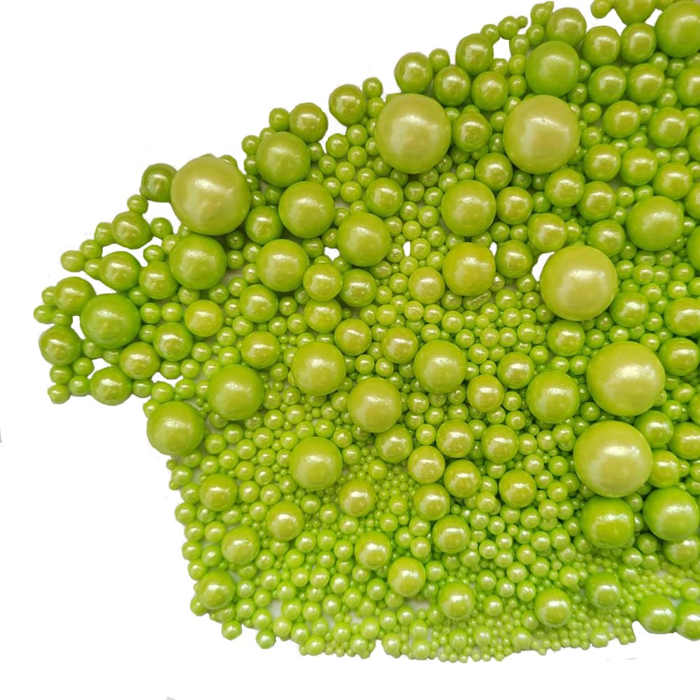 Edible Green Sugar Pearls Candy Sprinkles 120G/ 4.23Ounce Baking Cake Sprinkles Cupcake and Cake Topper Cookie Decorations Wedding Party Valentines
