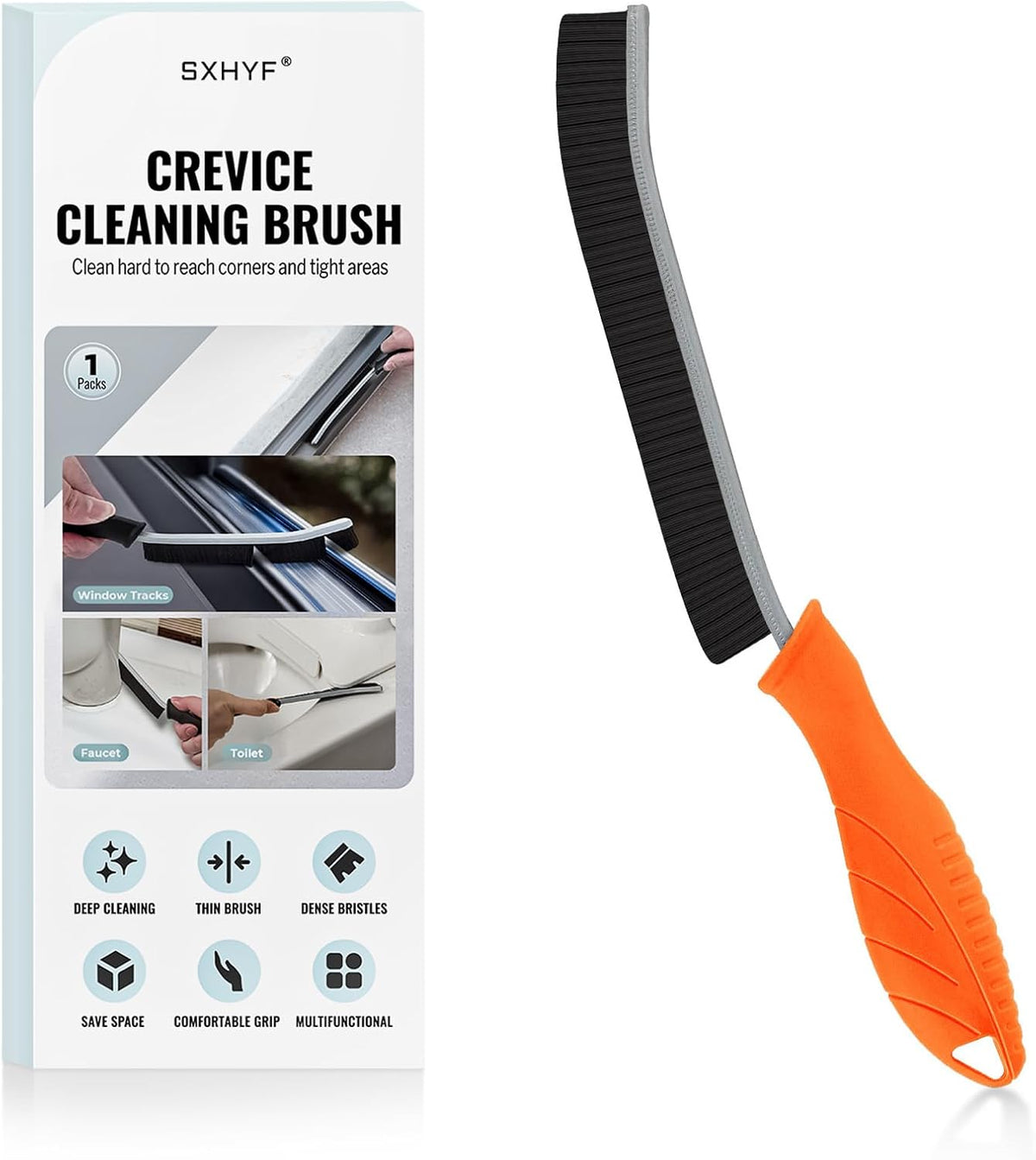 SXhyf Crevice Cleaning Brush - Grout Scrub Brush, House Cleaning Supplies, Gap Cleaning Tools, Home Essentials, Gifts for Women Men, Hard Bristle Crevice Cleaner Brush for Household Use, Bathroom