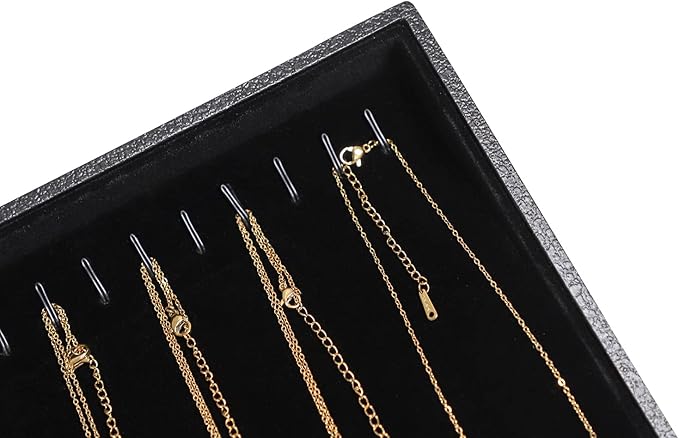 Wudygirl Necklace Organizer Necklace Storage Jewelry Holder Organizer Necklace Holder Stackable Jewelry Trays for Women and Girl Velvet 20 Hooks (Necklace Tray)
