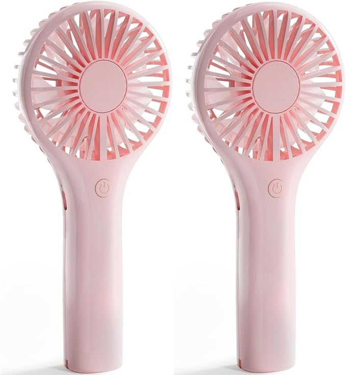 Edvision Portable Mini Fan - Powerful Personal Handheld Fan with 3 Speeds, Cute and Small, USB Rechargeable for Travel/Lash/Makeup/Outdoor/Home-2 Pack