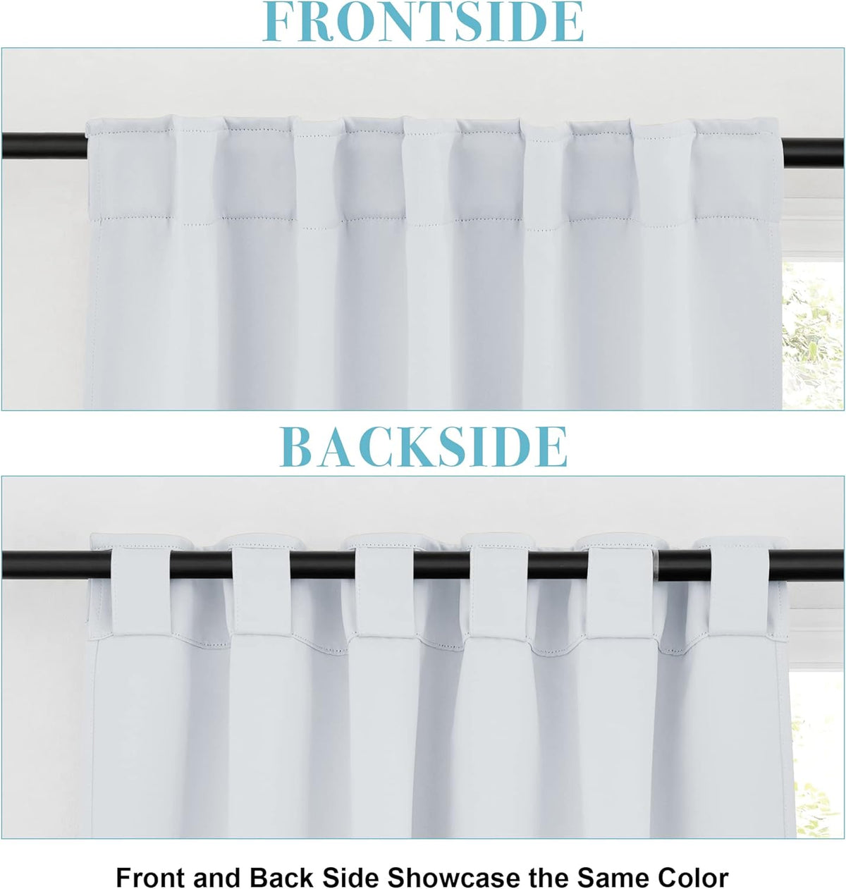 RYB HOME White Curtains for Bedroom - Room Darkening Curtains for Kitchen Cafe, Insulated Energy Saving Panels for Living Room, Back Tab Top, 42 x 45 inch, Grayish White, 1 Pair