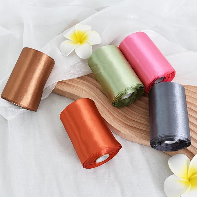 TONIFUL 4 Inch Wide Coffee Brown Solid Satin Ribbon 22yd Fabric Large Ribbon for Cutting Ceremony Grand Opening Chair Sashes Table Hair Car Bows Floral Craft Sewing Wrapping Wedding Party Decoration