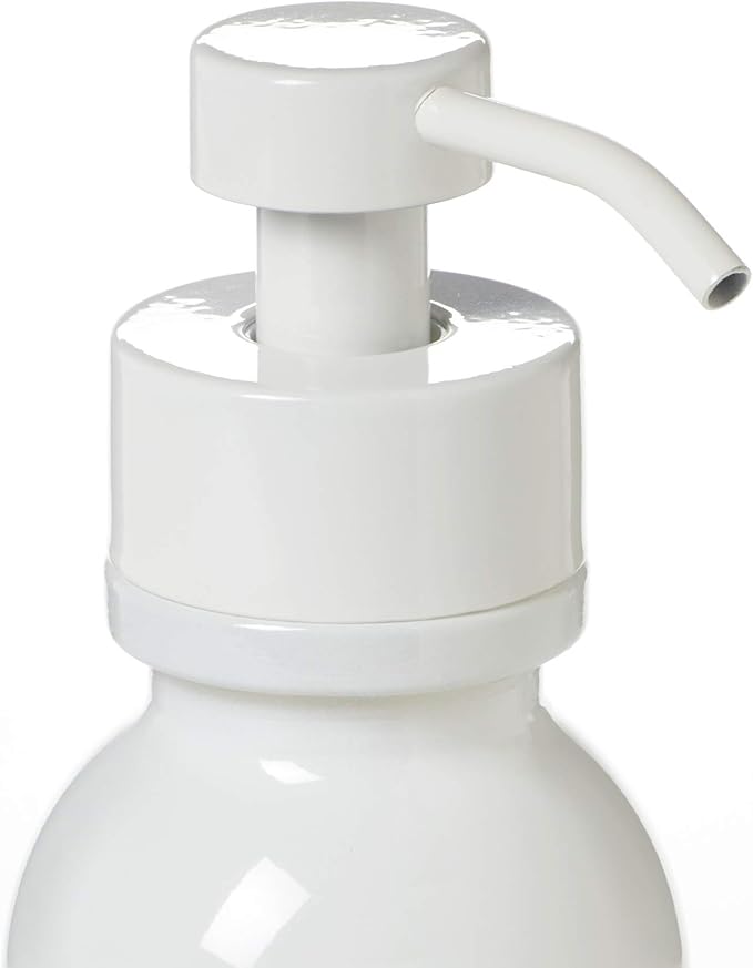 16oz Glass Soap Holder for Foaming Soap, Dispenser for Foaming Bath or Hand Soap by Industrial Rewind® (White/White)