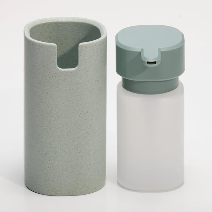LINE+ARC Modern Easy-to-Press Soap Dispenser (Rose). No-Rust Cute Bathroom Pink Marble Kitchen Sink Ergonomic Liquid Lotion Shampoo Conditioner.
