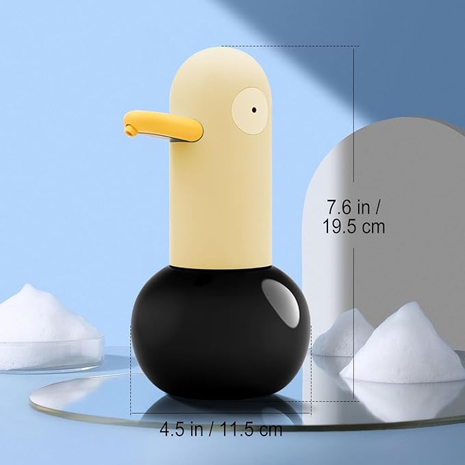 Automatic Foaming Soap Dispenser, Duck Head Soap Dispenser 2-Speed Adjustable Touchless Cute Foaming Hand Soap Dispenser for Bathroom Kitchen, USB Rechargeable, 13.5oz (Yellow)