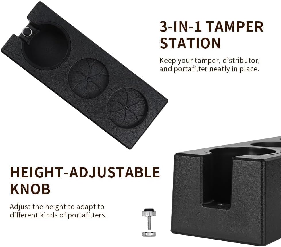 watchget Espresso Tamping Station, Plastic Espresso Organizer Box for 51/54/58mm Portafilter, Tamper, Distributor and Barista Accessories