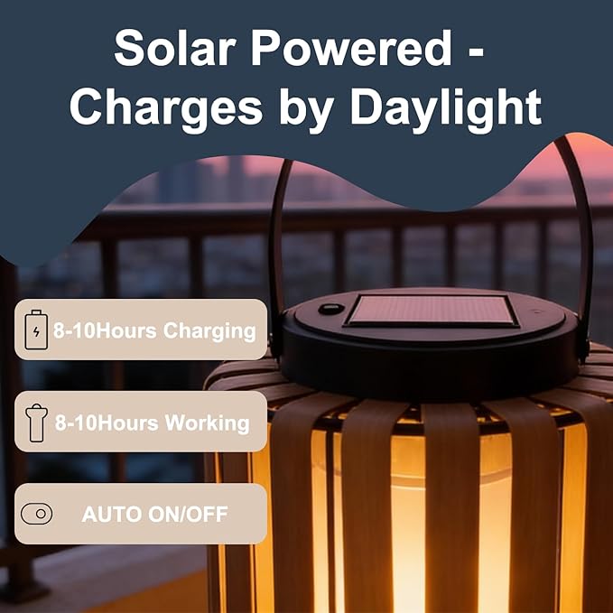 Solar Lanterns Outdoor Waterproof, Copycatting Wicker Work Solar Lantern with Handle, Outdoor Lantern Dusk to Dawn 6-8Hr, Hanging & Tabletop Decor for Garden/Patio