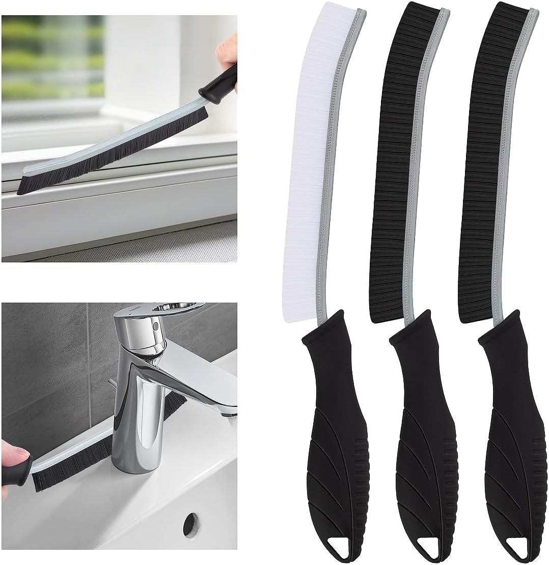 3Pcs Hard Bristle Crevice Cleaning Brush, Scrub Brush, Kitchen Sink Cleaning Brush, Grout Brush, Corner Brush Cleaning Tools for Toilet, Bathroom