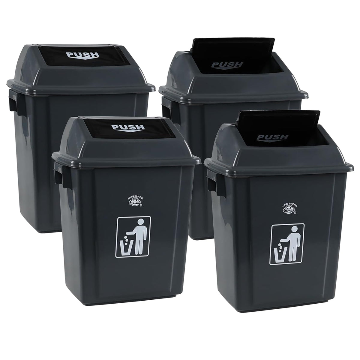 Kiddream 4 Packs 5 Gallons Swing Lid Garbage Can, Plastic Trash Can