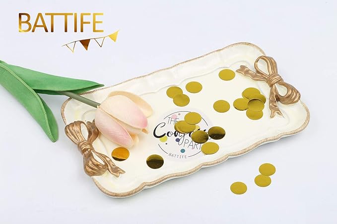 BATTIFE Metallic Glitter Foil Confetti Round Table Confetti Dots for Wedding Party Celebration Decorations 1.8oz - 0.6inch (Gold)
