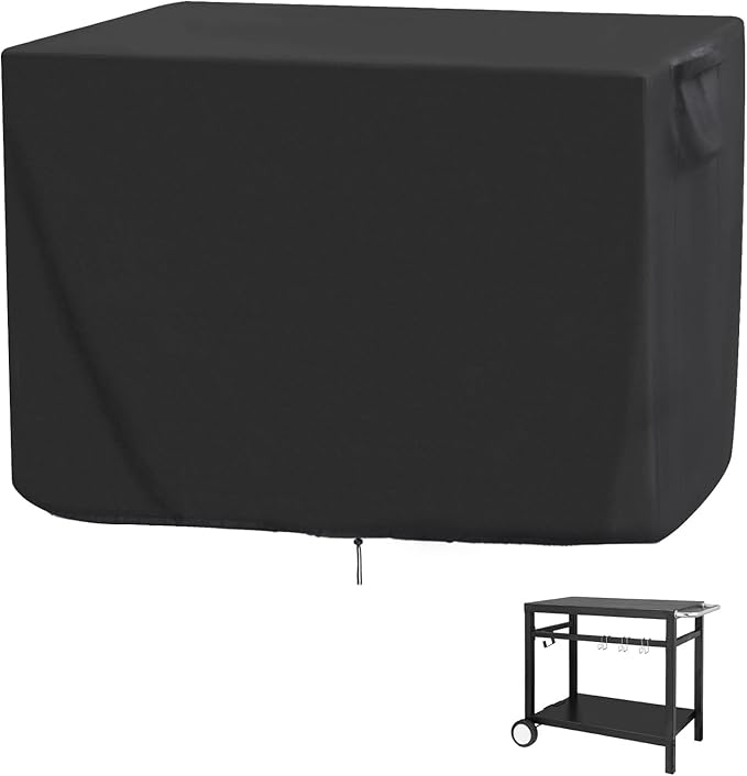 Outdoor Prep Table Cover for Royal Gourmet Movable Dining Cart Table 40"x24"x32", Outdoor Bar Cart Cover for 40 inch Worktable, Waterproof Patio Dining Cart Cover
