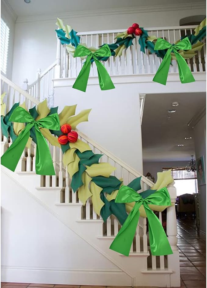 TONIFUL 6 inch x 22yd Wide Green Satin Ribbon Solid Fabric Large Ribbon for Grand Opening Cutting Ceremony Wedding Birthday Party Decoration Gift Craft Chair Sash Table Car Bows Indoor or Outdoor Yard