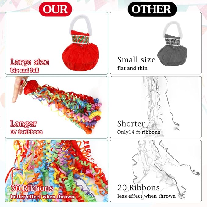 No Mess Streamers,16 Pack Hand Throw Streamers Colorful Party Streamer Poppers No Mess Confetti Poppers Party Poppers for Graduation Birthday Wedding Retirement Celebrations Baby Shower Party Favors
