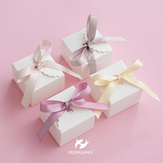 HUIHUANG Satin Ribbon 1/2 inch x 4 Rolls Dusty Rose/Rose Gold/Mauve Ribbon/Champagne for Gift Wrapping DIY Crafts Hairs Decor Flower Bouquets Wedding Decor- Total 40 Yards