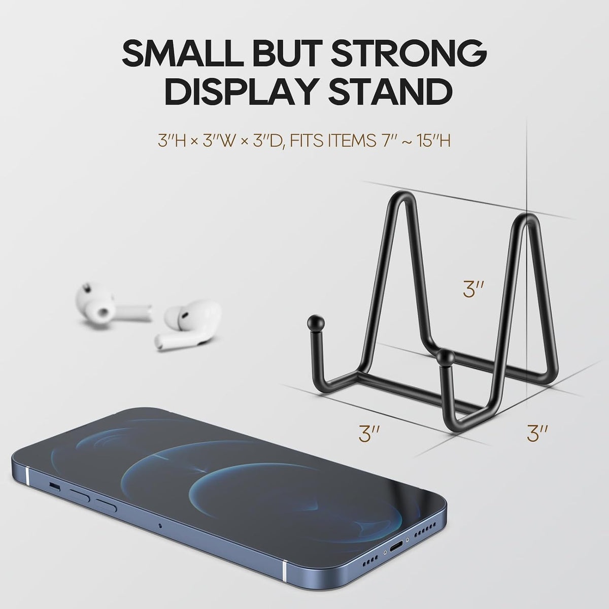 3 Pack 3 Inch Plate Stands for Display - Metal Picture Stand Plate Holder