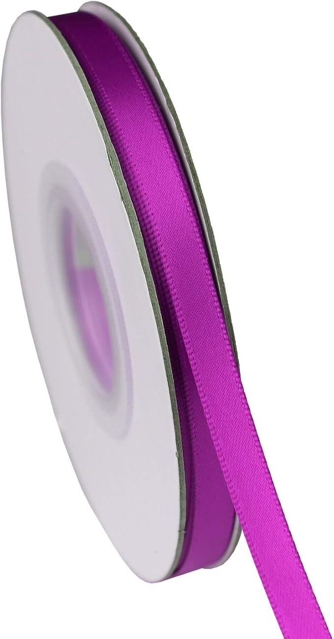 ITIsparkle 1/4" Inch Double Faced Satin Ribbon 50 Yards-Roll Set for Gift Wrapping Scrap Books Party Favor Hair Braids Baby Shower Decoration Floral Arrangement Craft Supplies, Purple Ribbon