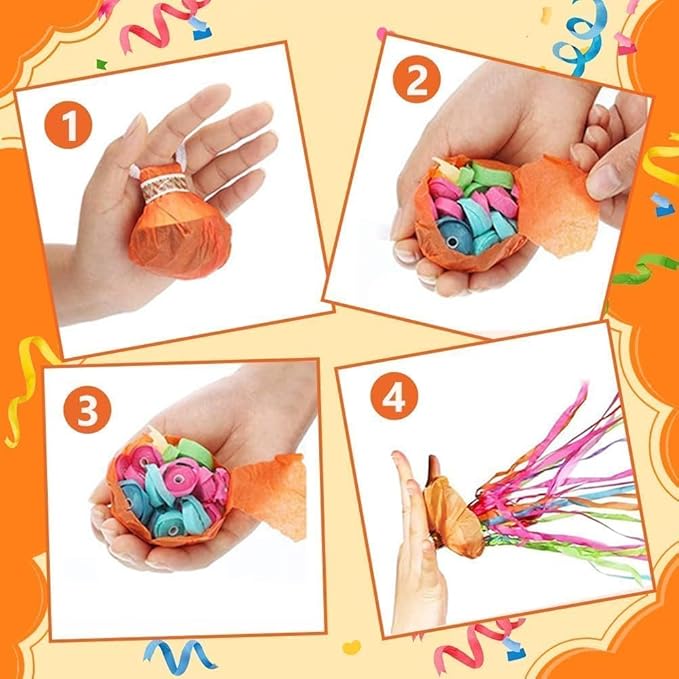 40Pack Hand Throw Streamers Colorful No Mess Confetti Poppers Party Poppers for Birthday Wedding Celebrations Graduation Retirement Party Favors Shows