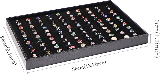 Wudygirl Ring Holder 100 Slots Ring Organizer Stackable Jewelry Tray for Drawer(100 Slots)