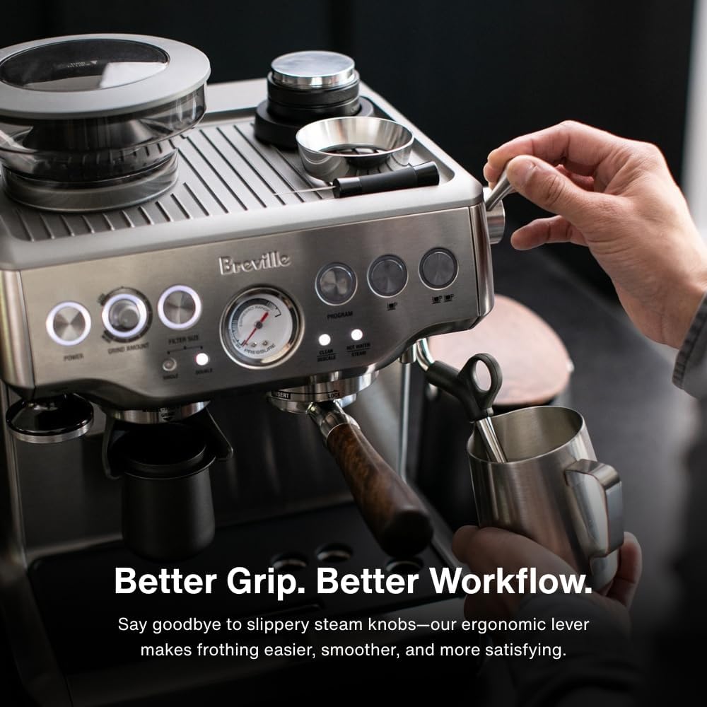 Crema Coffee Products Replacement Steam Lever for Breville Espresso Machines, Ergonomic Stainless Steel Design, Compatible with Barista Express