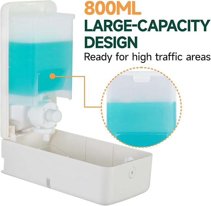 anydry Manual Liquid Soap Dispenser Wall Mount, 27oz (800 ml) Large Capacity for Commercial Bathroom