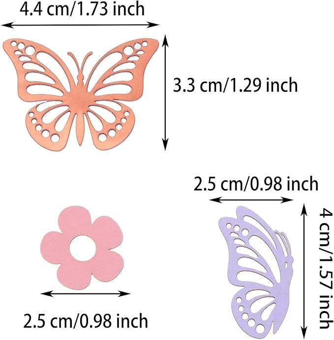 ONLYKXY 13g Butterfly Flower Table Confetti Decor Glitter Butterfly Decoration for Birthday Wedding Theme Thanks Giving Party Valentine's Mother's Day Scatter Bless Confetti (Rose Gold & Colorful)