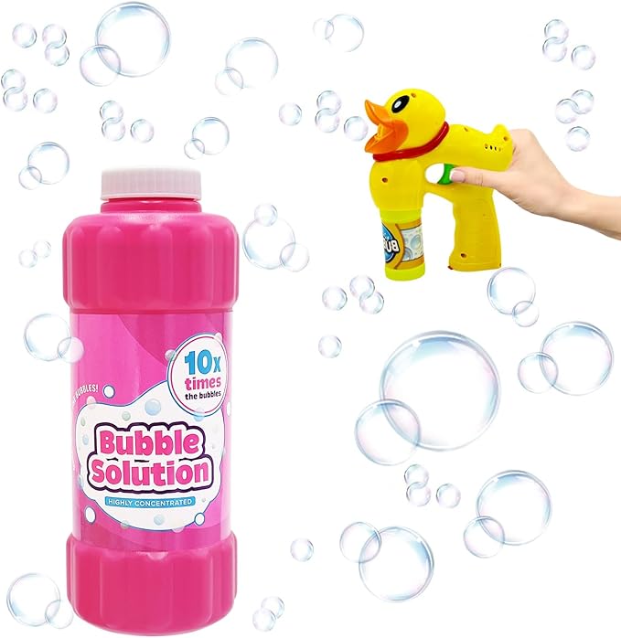 Pink 16oz Concentrated Bubble Solution, Refills up to 1.25 Gallons, Non-Toxic Concentrated Solution for Bubble Machines, Giant Bubble Wands, Bubble Gun and Blowers
